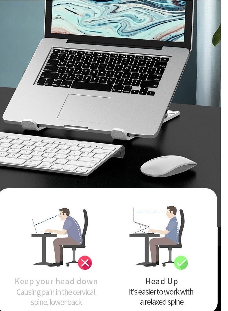 10-Level Adjustable Laptop Stand for Ergonomic Desk Stand, Foldable Laptop Stand Compatible with MacBook Air Pro, Dell XPS and Other 10-17 Inch Laptops