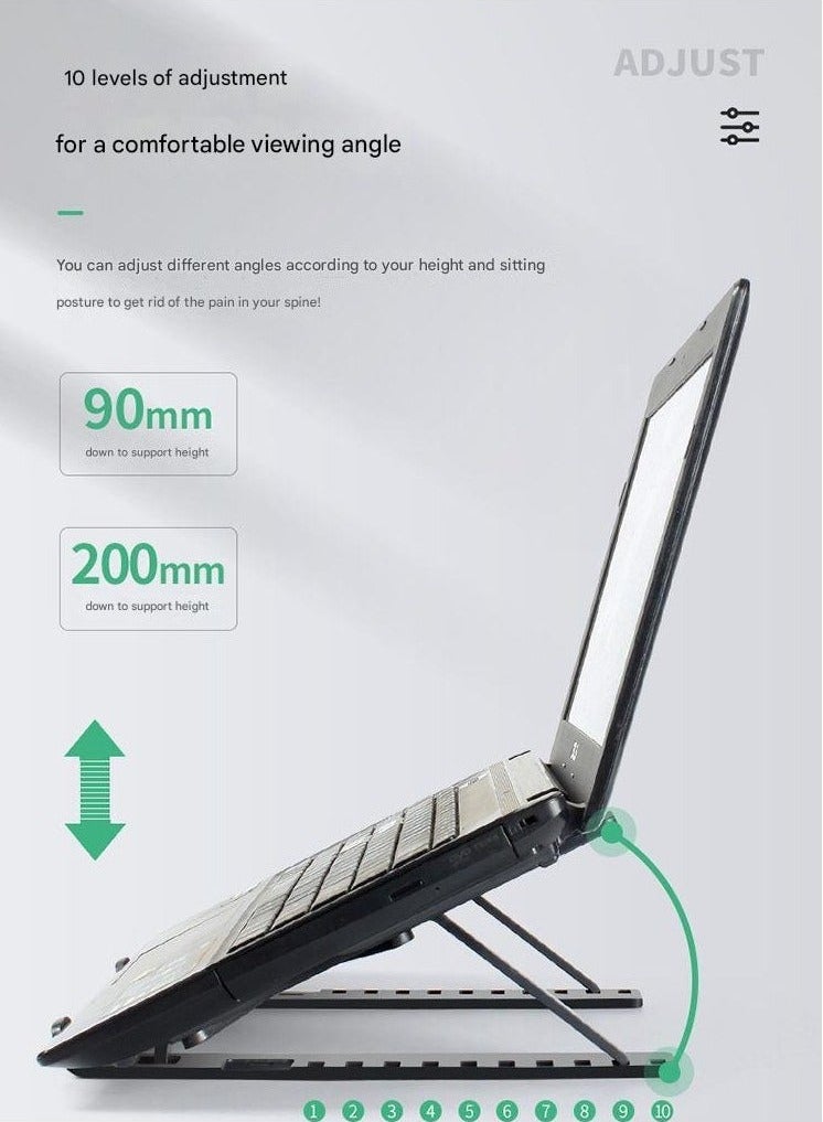 10-Level Adjustable Laptop Stand for Ergonomic Desk Stand, Foldable Laptop Stand Compatible with MacBook Air Pro, Dell XPS and Other 10-17 Inch Laptops