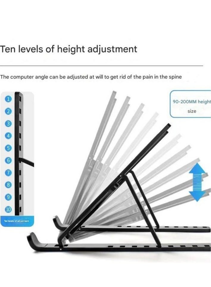 10-Level Adjustable Laptop Stand for Ergonomic Desk Stand, Foldable Laptop Stand Compatible with MacBook Air Pro, Dell XPS and Other 10-17 Inch Laptops