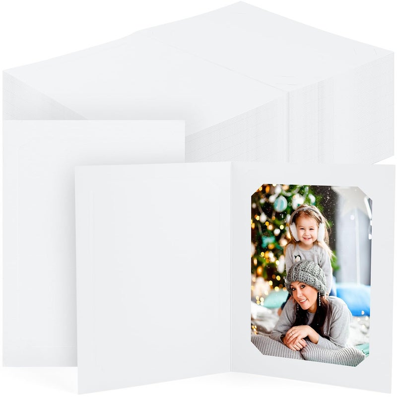 Golden State Art Golden State Art Pack of 100 4x6 or 5x7 Photo Folders Cardboard Picture Frame Paper Frame Cards GreetingsInvitation Special Events Graduation Christmas WeddingWhite 