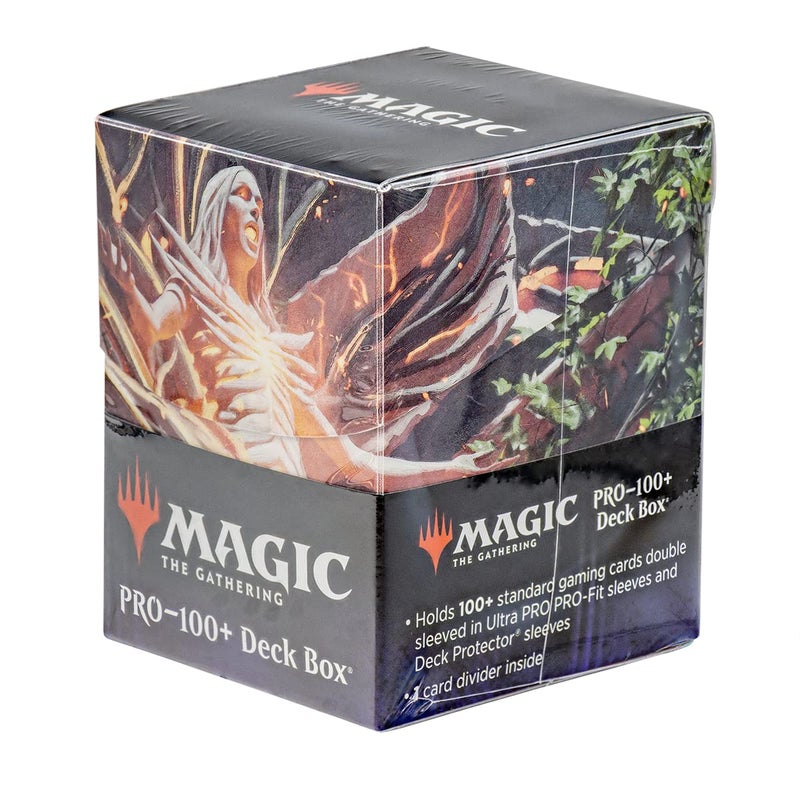 Ultra Pro  March of the Machine 100 Deck Box ft Wrenn and Realmbreaker for MTG Store  Protect Gaming Cards Valuable Trading Cards Self Locking Lid Store 100 Double Sleeved Cards - Image 1