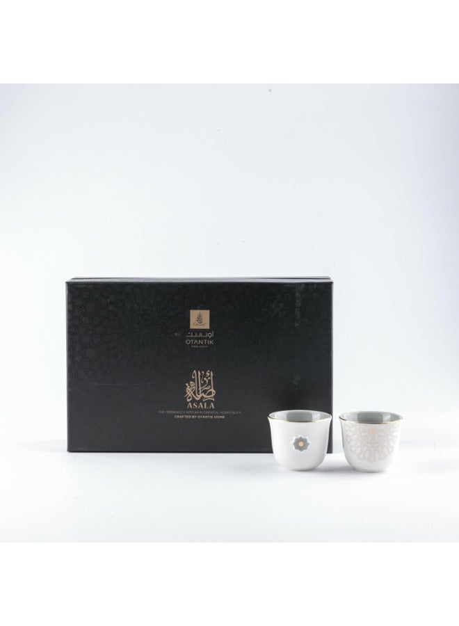 Otantik Home Arabic Coffee Set, 12 Pieces Aqua + Silver