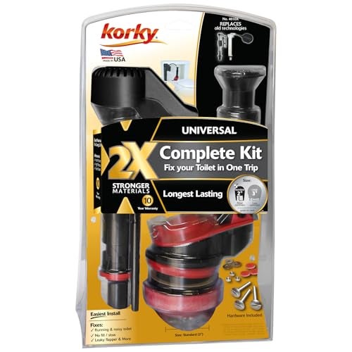 Korky 4010XP 2X Long-Life Standard 2-inch Complete Fixes: Running, Noisy, No/Slow Refill, and No/Weak Flush Easy to Install Toilet Repair Kit, Black - Image 1