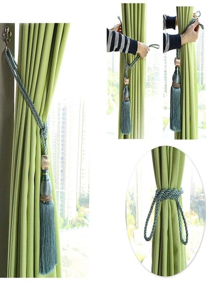 SWTool Selling Wonderful Curtain Holdbacks Curtains Tiebacks Home Decorative Braided Buckle Fastener Accessories Window Drapery Ball Tassels Tiebacks, Set of 2 (Silver Grey) - Image 3