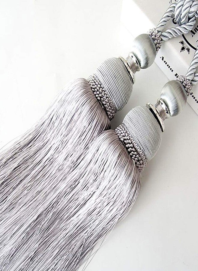 SWTool Selling Wonderful Curtain Holdbacks Curtains Tiebacks Home Decorative Braided Buckle Fastener Accessories Window Drapery Ball Tassels Tiebacks, Set of 2 (Silver Grey) - Image 5