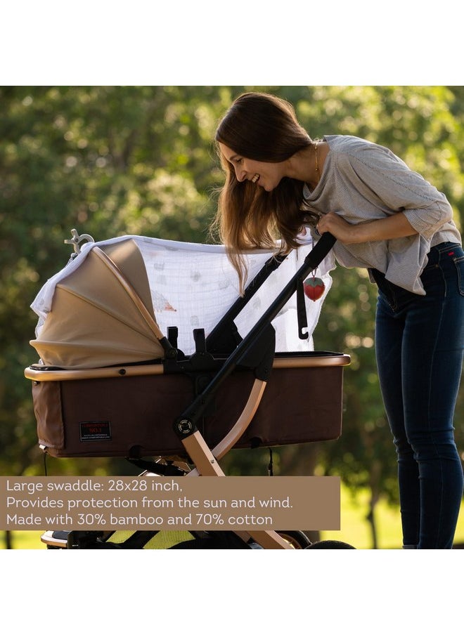 Taf Toys Outdoor Developmental kit, 7 Products Bamboo Swaddle, Baby Soft Book, Pacifier case, Changing mat, Carry Bag, rattling Toy Best for Newborns & up Development Montessori Infant Toys 0-6 Months Babies  - Image 3