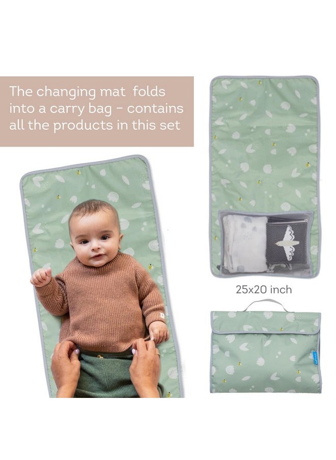 Taf Toys Outdoor Developmental kit, 7 Products Bamboo Swaddle, Baby Soft Book, Pacifier case, Changing mat, Carry Bag, rattling Toy Best for Newborns & up Development Montessori Infant Toys 0-6 Months Babies  - Image 5