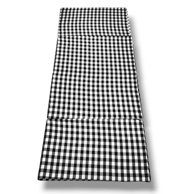 ATOOTFUSION ATOOTFUSION Foldable Single Bed Floor EP Mattress Black and White Check Design Reversible Portable for Travel Picnic and PG 4 Fold Foldable Mattress 72X48X3 Inches - Image 2