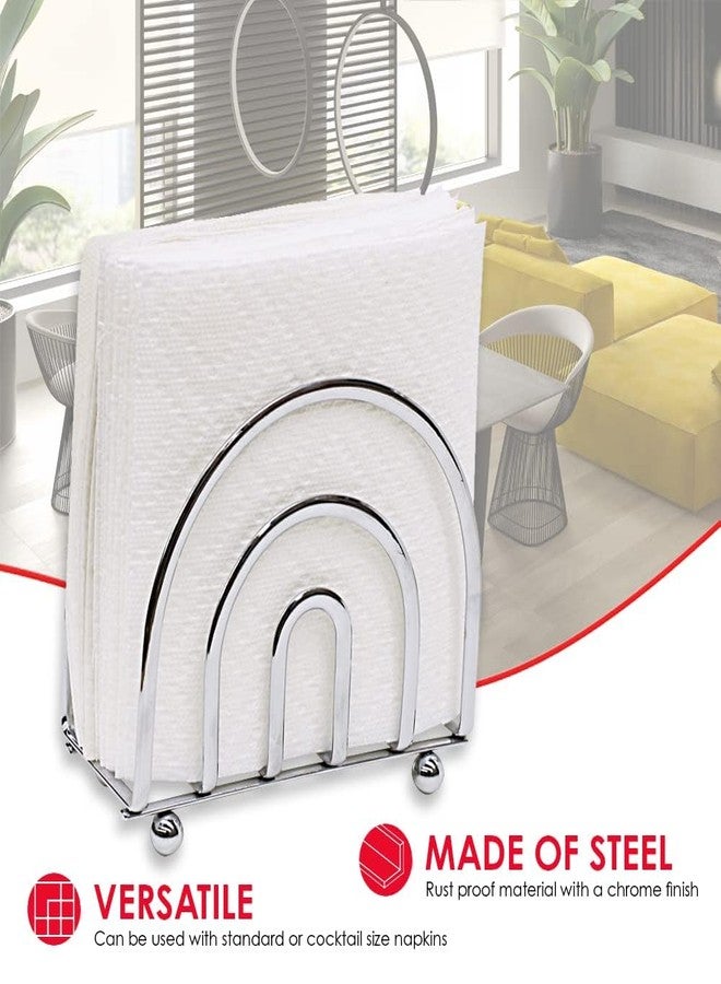 Home Basics Paper Napkin Holder/ Freestanding Tissue Dispenser For Kitchen Countertops, Dining Table, Picnic Table, Indoor & Outdoor Use, Durable Storage and Organization Option (Chrome) - Image 3