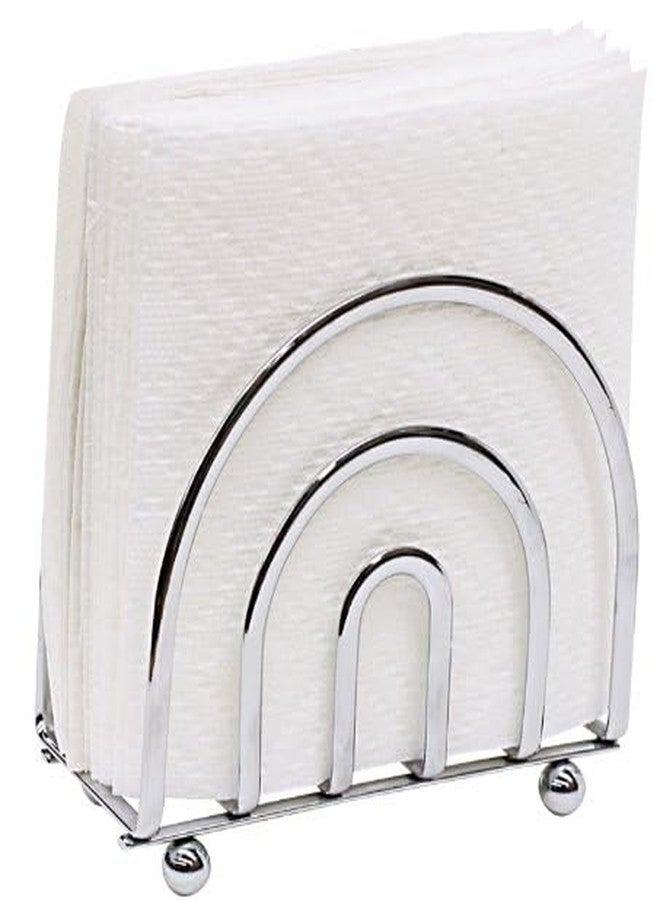 Home Basics Paper Napkin Holder/ Freestanding Tissue Dispenser For Kitchen Countertops, Dining Table, Picnic Table, Indoor & Outdoor Use, Durable Storage and Organization Option (Chrome) - Image 2