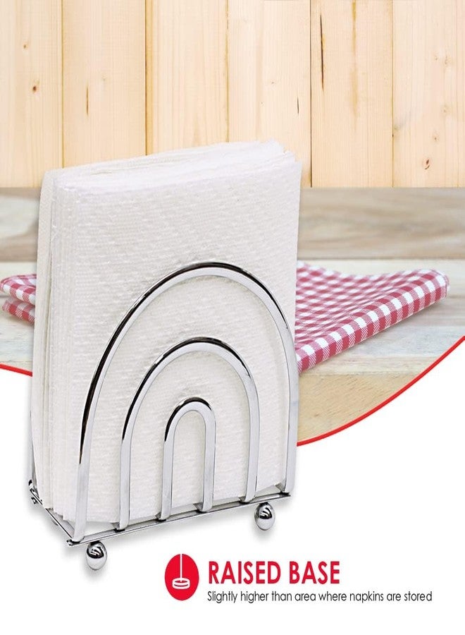 Home Basics Paper Napkin Holder/ Freestanding Tissue Dispenser For Kitchen Countertops, Dining Table, Picnic Table, Indoor & Outdoor Use, Durable Storage and Organization Option (Chrome) - Image 4