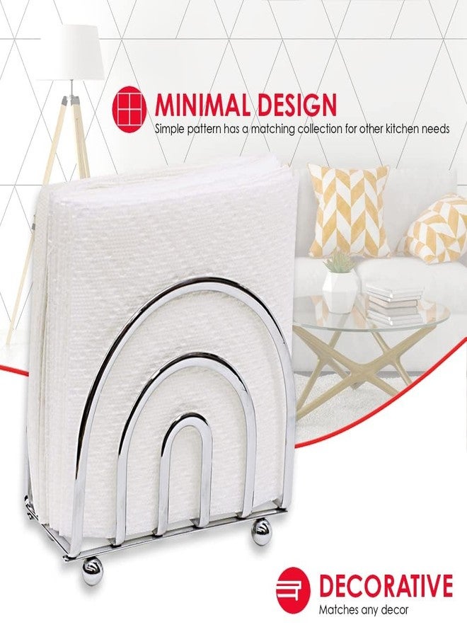 Home Basics Paper Napkin Holder/ Freestanding Tissue Dispenser For Kitchen Countertops, Dining Table, Picnic Table, Indoor & Outdoor Use, Durable Storage and Organization Option (Chrome) - Image 5