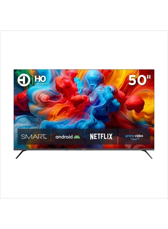 HOHO 50-Inch Frameless 4K UHD Smart Android TV – Built-in Digital Receiver, WiFi, 3 HDMI, 2 USB, AV Input, Headphone Output - Image 1