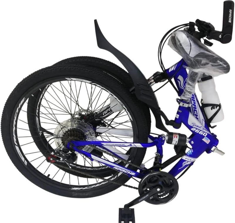 Challengers Iron 21-Speed Iron Foldable Mountain Bike, Size 26, Blue - Image 2