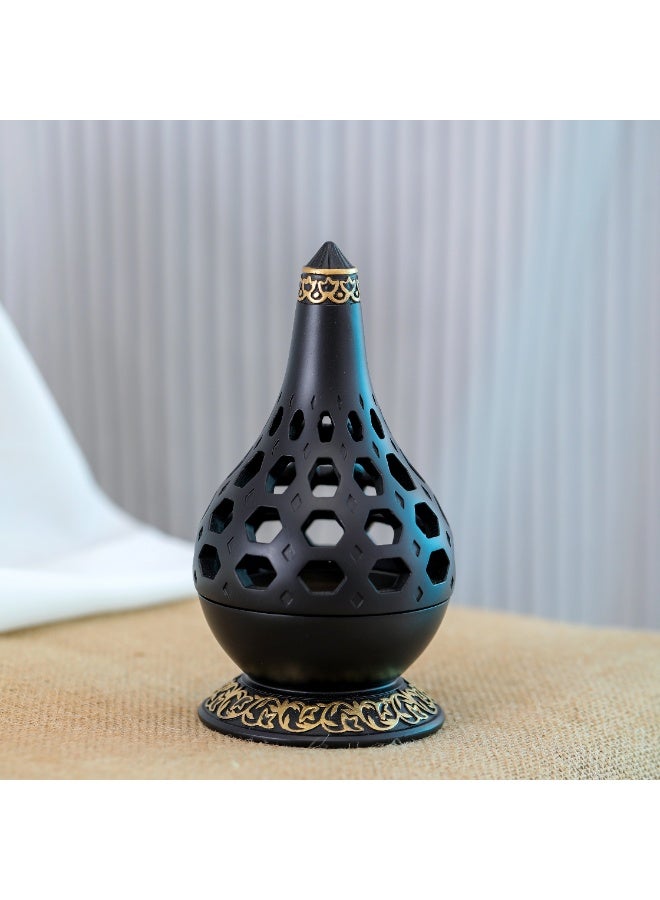 سم لديكور المنزل، هدايا12مبخرة سوداء بتصميم خلية نحل عصري - حامل بخور راتنج بارتفاع  رمضان، والاسترخاء - Image 1