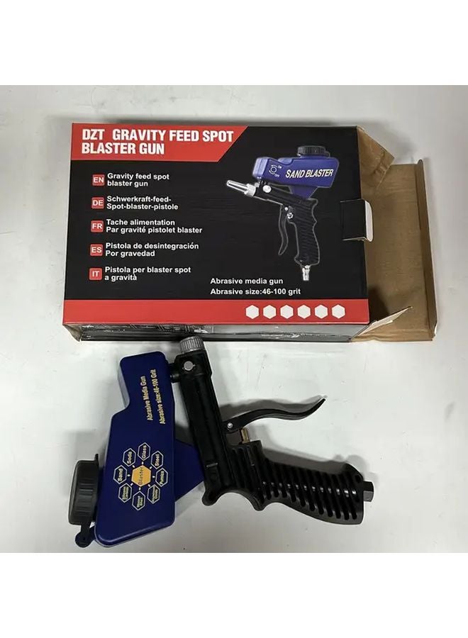 Blue Portable Sandblasting Gun 90psi Adjustable 600cc Capacity for Metal Rust Removal and Surface Polishing - Image 1