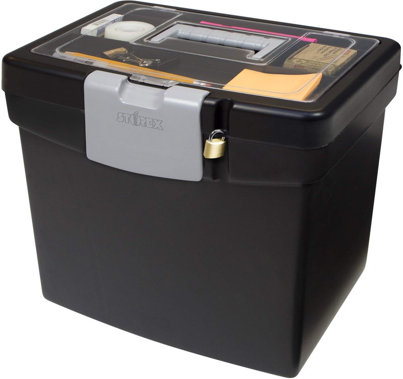 Storex File Storage Box Translucent Storage Lid, Black 1-Pack (61504F01C) - Image 1