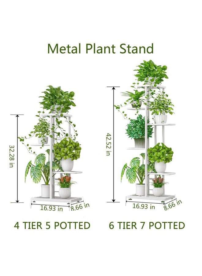 LINZINAR Metal 4 Tier 5 Potted Plant Stand Indoor Outdoor White - Image 4
