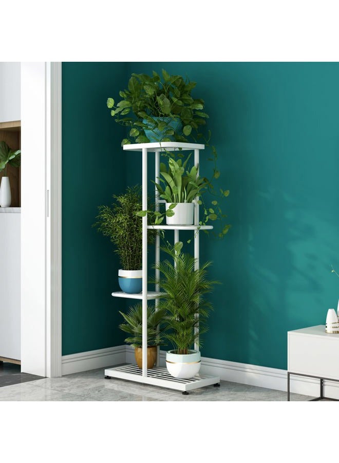 LINZINAR Metal 4 Tier 5 Potted Plant Stand Indoor Outdoor White - Image 2