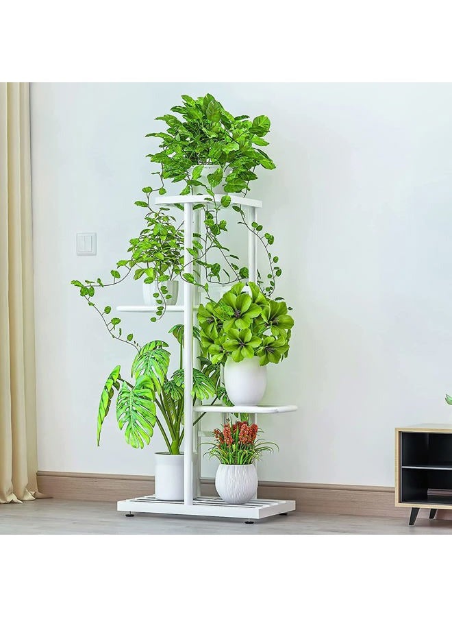 LINZINAR Metal 4 Tier 5 Potted Plant Stand Indoor Outdoor White - Image 3