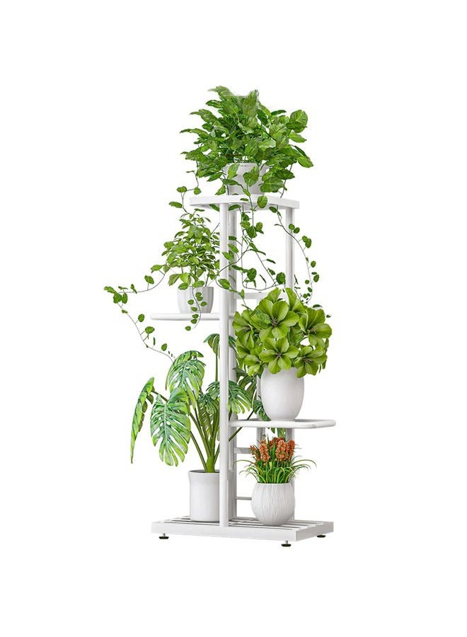 LINZINAR Metal 4 Tier 5 Potted Plant Stand Indoor Outdoor White - Image 1