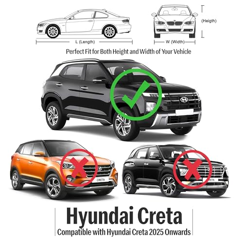 The AutoStory AutoStory Waterproof Car Body Cover for Creta 2025 Onwards | All-Weather, UV Protection, Windproof, Scratchproof | Triple Stitched with Soft Cotton Lining, Mirror Pockets, Silver with Blue Piping - Image 2