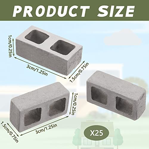 Deekin 24 Pcs Mini Cinder Blocks 1/12 Scale Mini Bricks Miniature Cinder Blocks Concrete Tiny Cement Building for Tiny Bricks Dollhouse Accessories DIY Construction Office Desk Toys Supplies(Gray) - Image 2