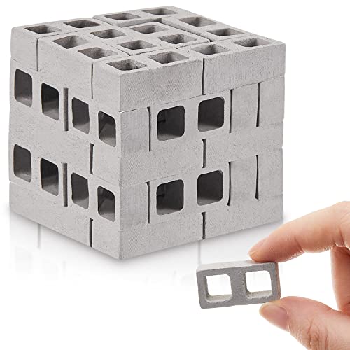 Deekin 24 Pcs Mini Cinder Blocks 1/12 Scale Mini Bricks Miniature Cinder Blocks Concrete Tiny Cement Building for Tiny Bricks Dollhouse Accessories DIY Construction Office Desk Toys Supplies(Gray) - Image 1