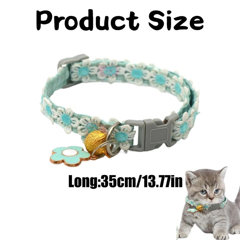 Flavizo Adjustable Cat Collar with Bell Lace Trim for Cats, Stylish Pet Neck Belt, Blue Safety Cat Neck Accessory Comfortable Fit - Image 2