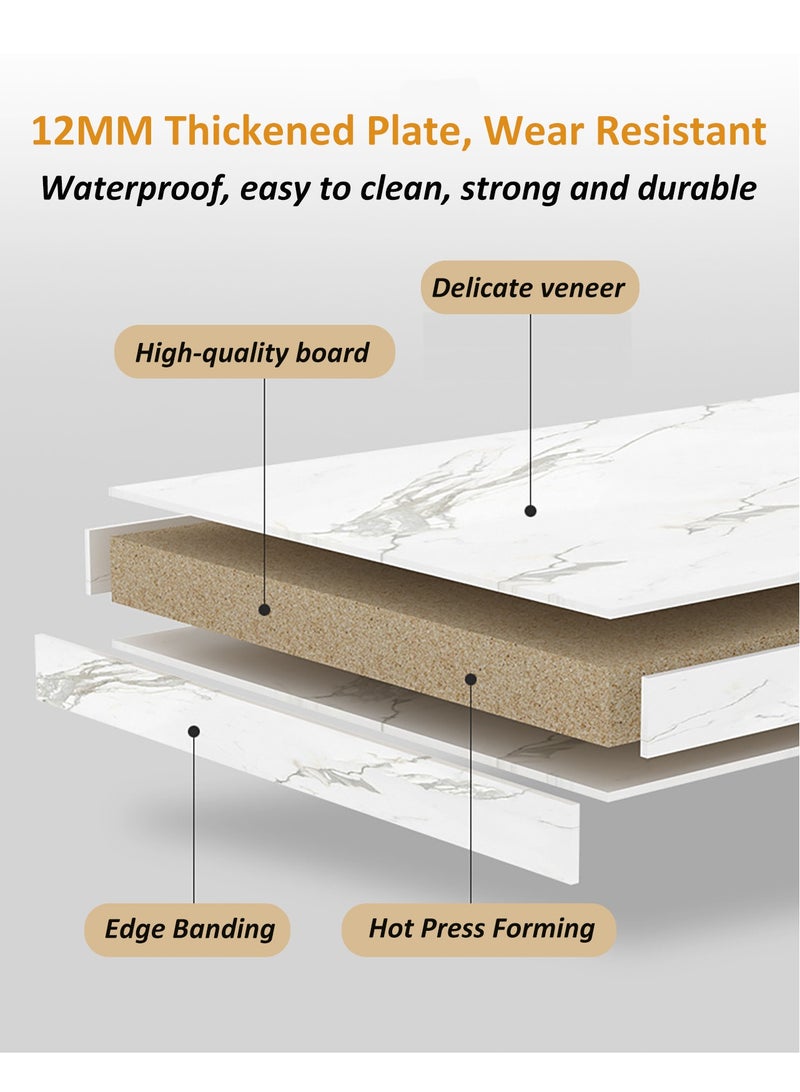 طاولة قهوة جانبية للأريكة من طبقتين، طاولة تخزين مستطيلة بيضاء بسيطة لغرفة المعيشة والمكتب - Image 3