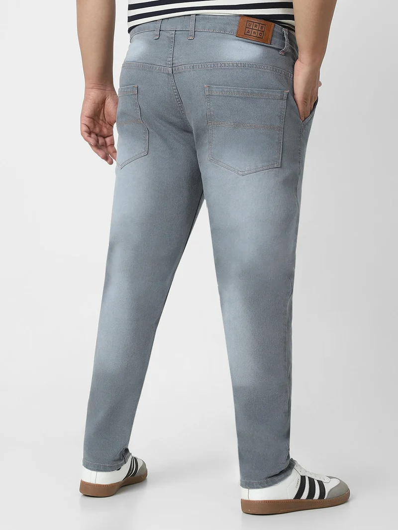 Urbano Fashion  Urbano Plus Men's Light Grey Regular Fit Washed Jeans Stretchable  | Best Price UAE