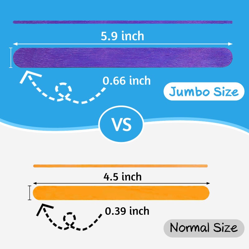 WISYOK 180 Pcs 6' Colored Jumbo Wooden Craft Sticks - Rainbow Wooden Popsicle Sticks for Creative Designs or Kids Education, Home Art Projects - Image 4