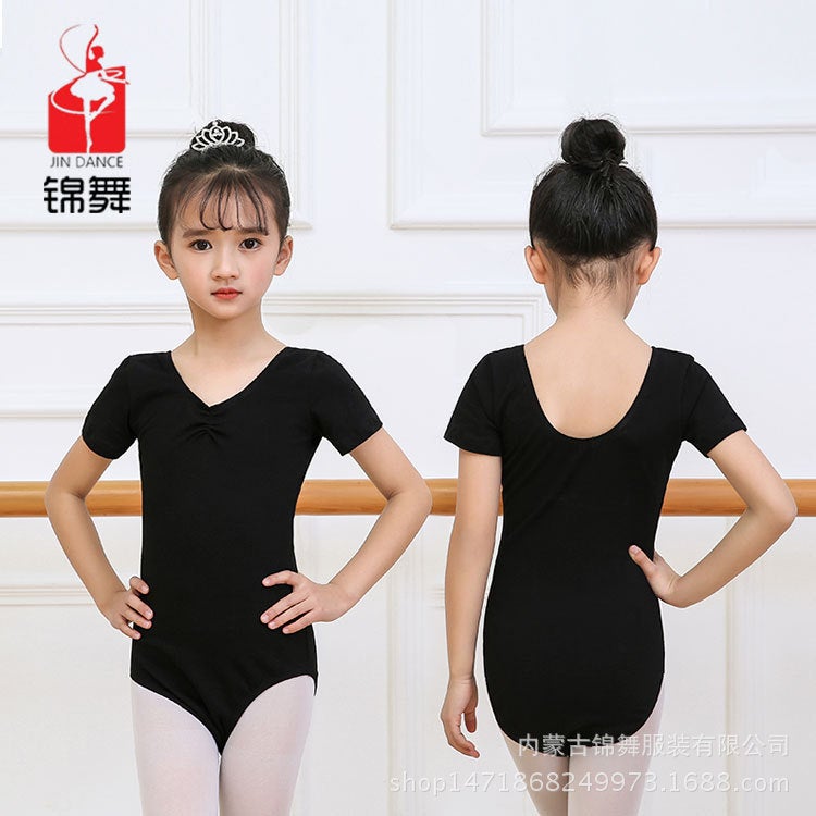 Factory special wholesale childrens clothing jumpsuit ballet dance clothes childrens practice clothes bow parent-child Black 