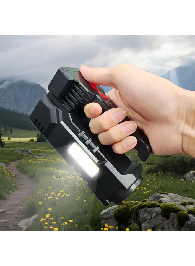Black 2400mAh Outdoor Flashlight COB Side Light Adjustable Brightness Camping Torch - Image 3