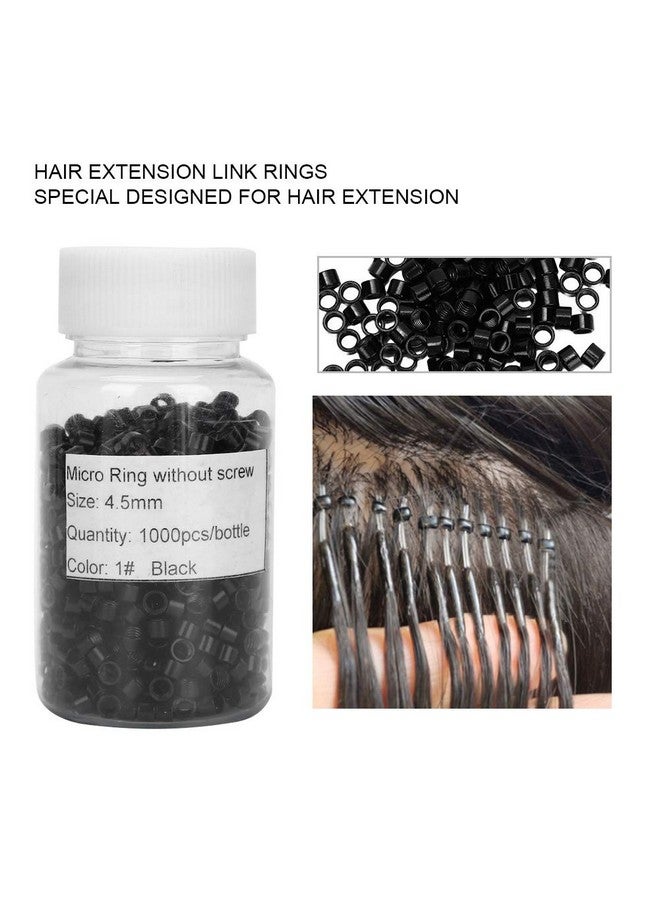 Filfeel 1000 Pcs Aluminum Micro Links Rings 4.5Mm Lined Beads Hair Extension Tool (Black) - Image 4