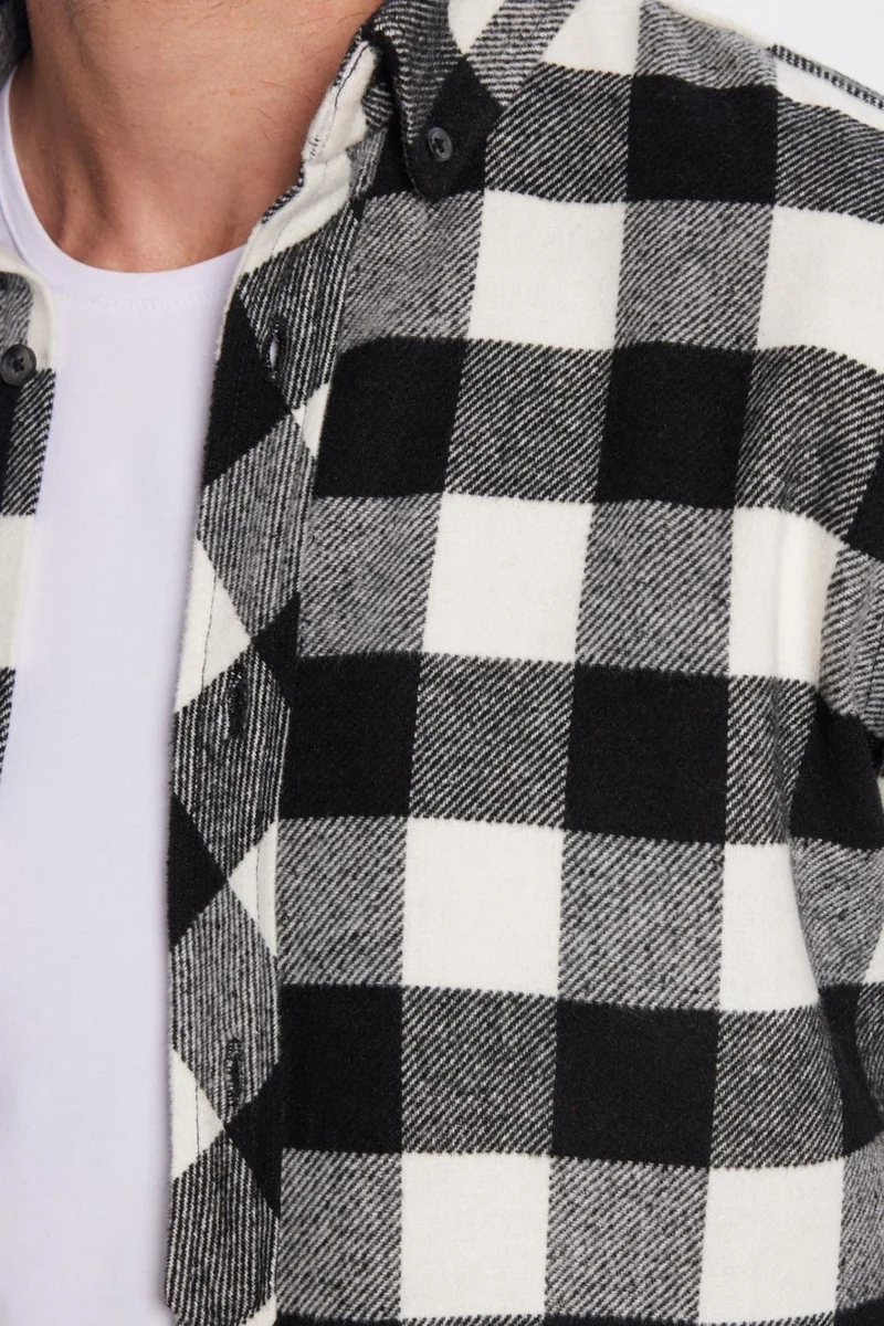 Tudors Men's Slim Fit Slim Fit Lumberjack Button-down Collar Checkered Winter Shirt