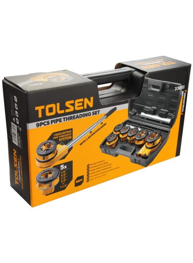 Tolsen 33011 6PCS BSPT Pipe Threading Die Set – Manual Pipe Threader Kit 1/4" to 1-1/4" for Steel & Galvanized Pipes - Image 3