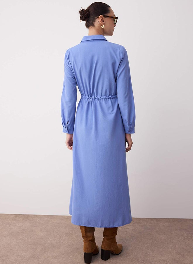 trendyol Blue Leather Belt Shirt Dress - Image 4