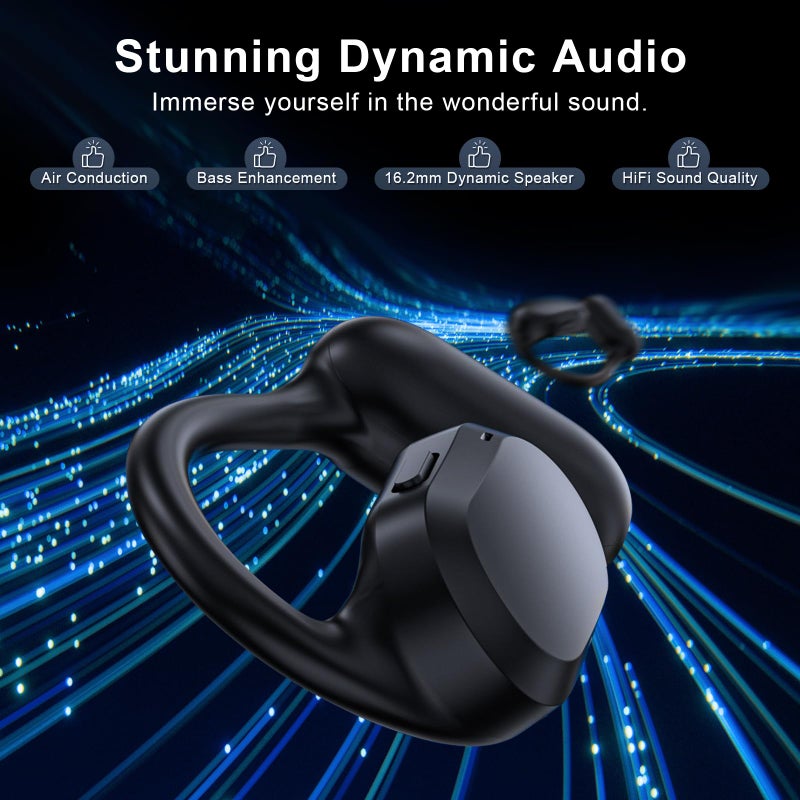 TTQ Open Ear Headphones, Open Ear Earbuds, IPX7 Waterproof, Bluetooth 5.3 True Wireless Sports Over Ear Earbuds with Earhooks, Built-in Mic, Crystal-Clear Calls for Running Workout Cycling Driving - Image 3
