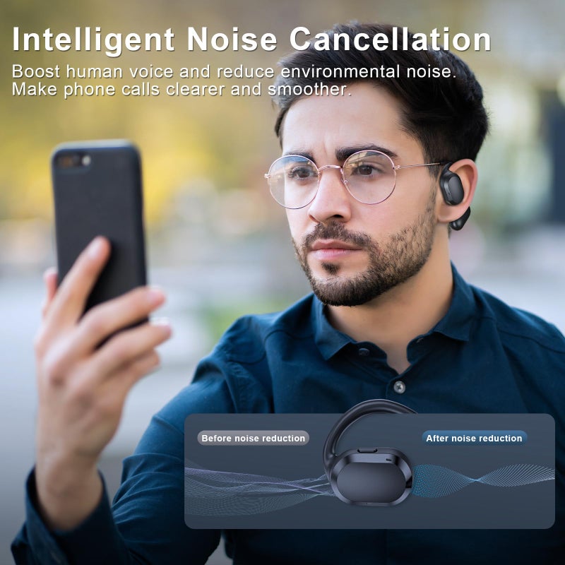TTQ Open Ear Headphones, Open Ear Earbuds, IPX7 Waterproof, Bluetooth 5.3 True Wireless Sports Over Ear Earbuds with Earhooks, Built-in Mic, Crystal-Clear Calls for Running Workout Cycling Driving - Image 4