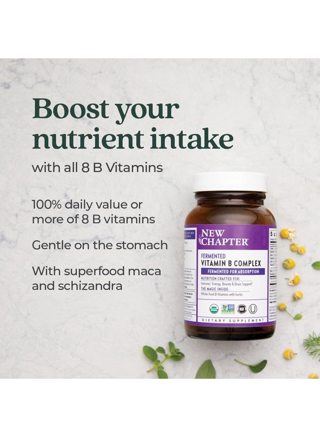 New Chapter Vitamin B Complex, Fermented Vitamin B Complex, USDA Organic, ONE Daily for Cellular Energy + Brain + Beauty, 100% Vegan, Gluten-Free - 90 Count - Image 4