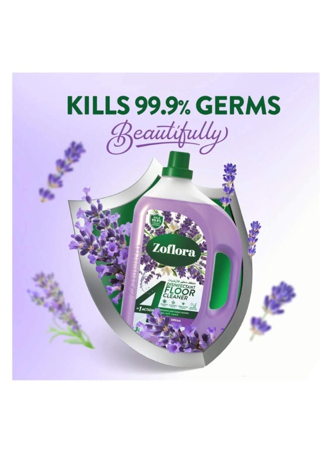 زوفلورا منظف ​​ومطهر للأرضيات مضاد للبكتيريا برائحة اللافندر دريمز، 3 لتر - Image 3