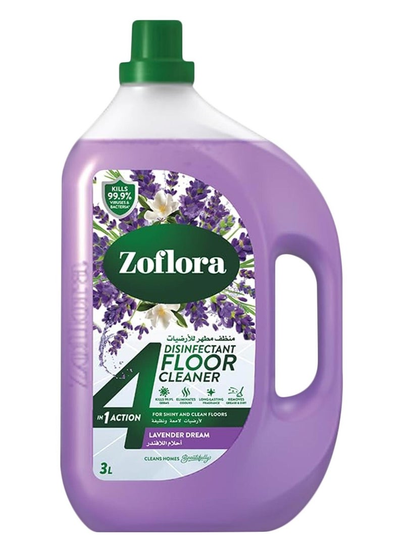 زوفلورا منظف ​​ومطهر للأرضيات مضاد للبكتيريا برائحة اللافندر دريمز، 3 لتر - Image 1
