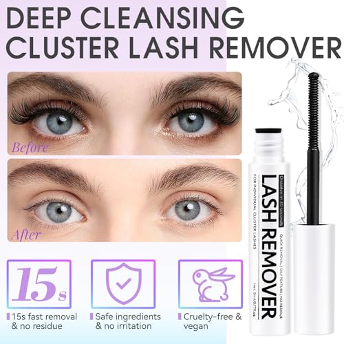 Miuffue 3 PCS Lash Kit Bond and Seal with Tweezers Remover Kit, DIY Eyelash Glue and Lash Applicator Tool Cluster Glue Remover Fast Removal with No Residue - Image 5