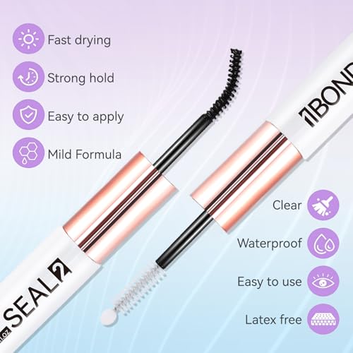 Miuffue 3 PCS Lash Kit Bond and Seal with Tweezers Remover Kit, DIY Eyelash Glue and Lash Applicator Tool Cluster Glue Remover Fast Removal with No Residue - Image 4