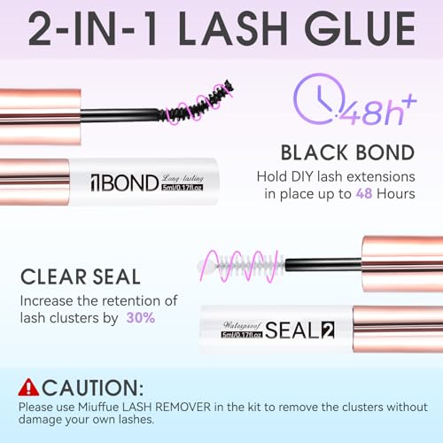 Miuffue 3 PCS Lash Kit Bond and Seal with Tweezers Remover Kit, DIY Eyelash Glue and Lash Applicator Tool Cluster Glue Remover Fast Removal with No Residue - Image 3