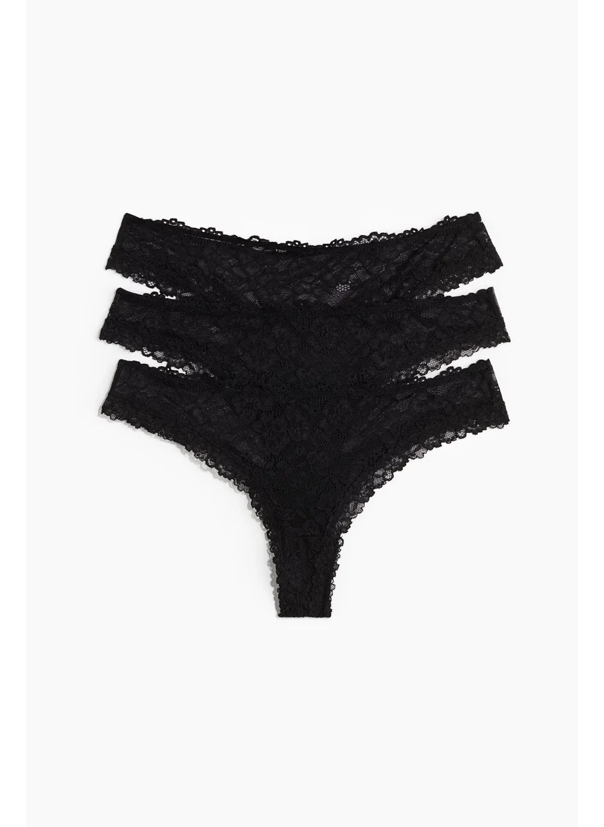 H&M 3-Pack Lace Brazilian Briefs