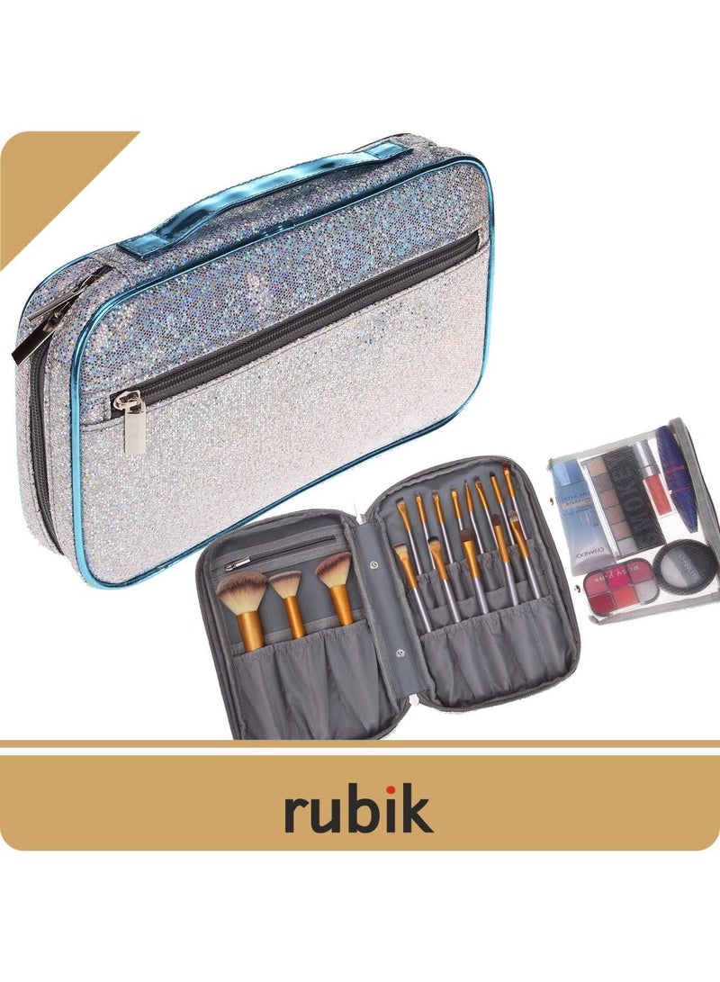 Rubik فرش مكياج مستحضرات التجميل منظم سفر حقيبة يد بسحاب (لمعان) - Image 2