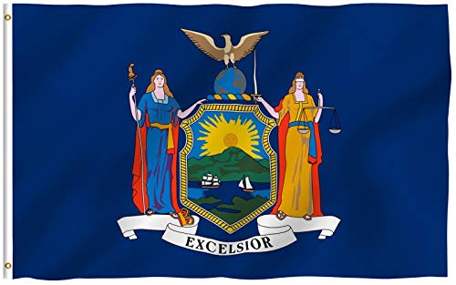 ANLEY Fly Breeze 3x5 Foot New York State Flag Vivid Color and Fade Proof Canvas Header and Double Stitched New Yorker NY Flags Polyester with Brass Grommets 3 X 5 Ft - Image 1