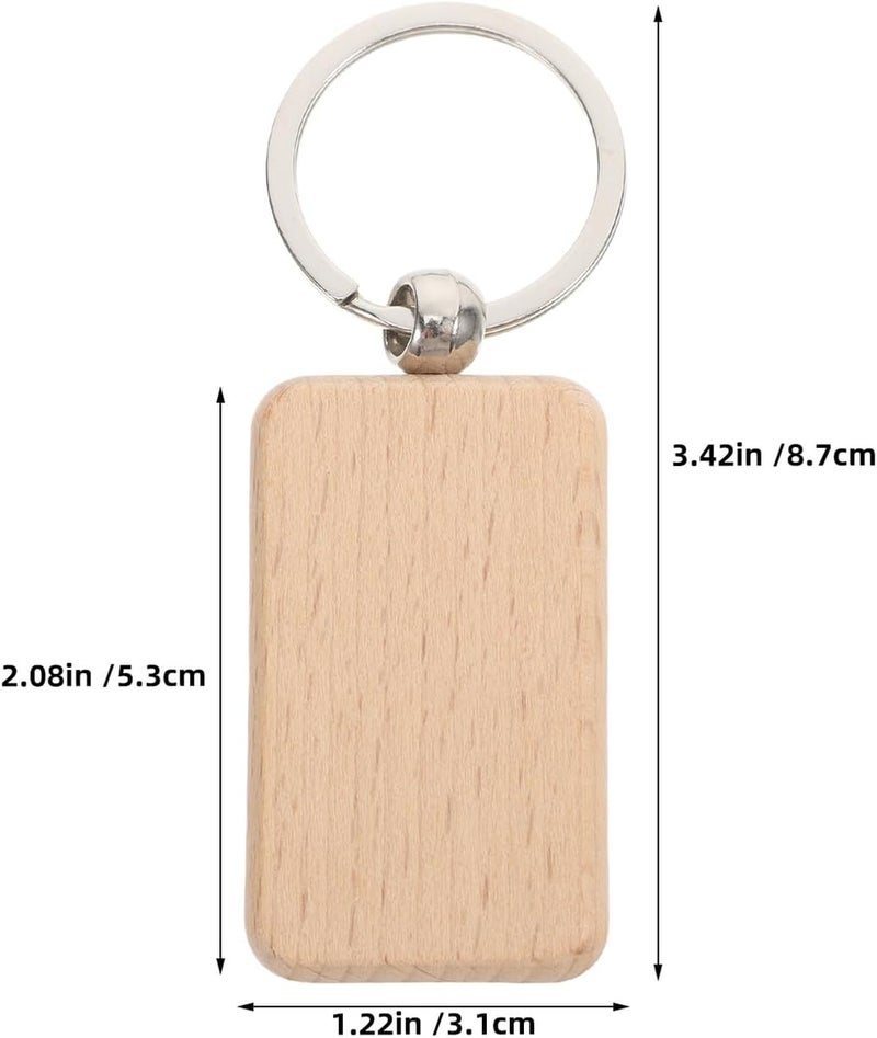 Luxshiny 20pcs Rectangle Wooden Keychain Blanks 31x53mm Natural Wood DIY Craft Tags for Engraving and Stamping Art Supplies - Image 2